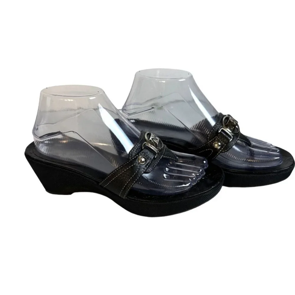Anne Klein Sports Womens Thong Open Toe Sandals Black Size 7.5 Eur 38 Sku 2506